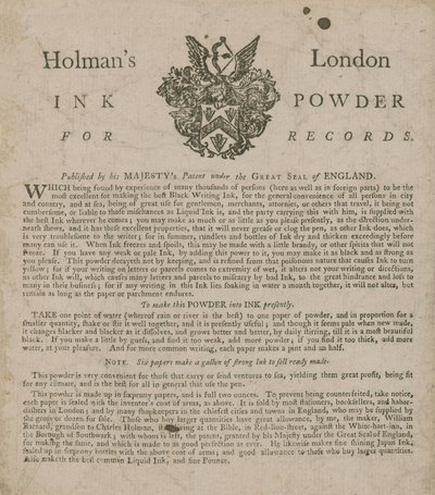 A Holmans London Ink Powder for Records reklámja alkotó: English School