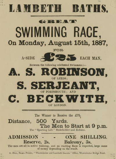 A Lambeth Baths reklámja alkotó: English School