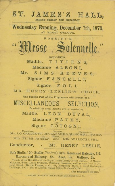 A Rossinis Messe Solennelle című produkció reklámja alkotó: English School