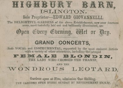 A Highbury Barn Tavern reklámja alkotó: English School
