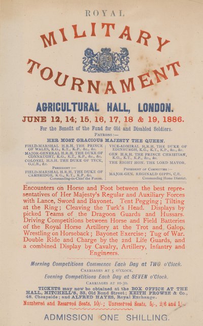 A Royal Military Tournament reklámja alkotó: English School