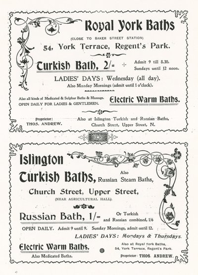 A Royal York Baths reklámja alkotó: English School