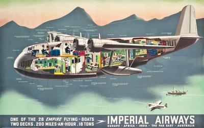 Az Imperial Airways "Flying Boats" reklámplakátja, 1937 alkotó: English School