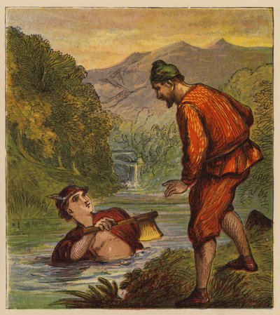 Aesopus meséi: Merkúr és a Favágó (színes litó) alkotó: English School