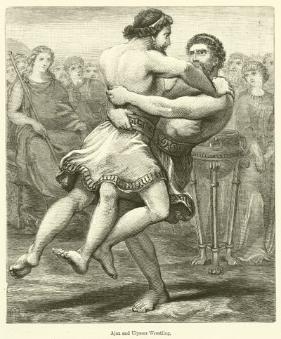 Ajax és Ulysses birkózás (metszet) alkotó: English School