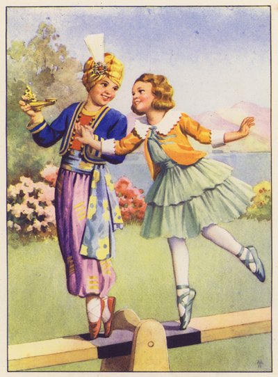Aladdin és Margery Daw (színes litográfia) alkotó: English School