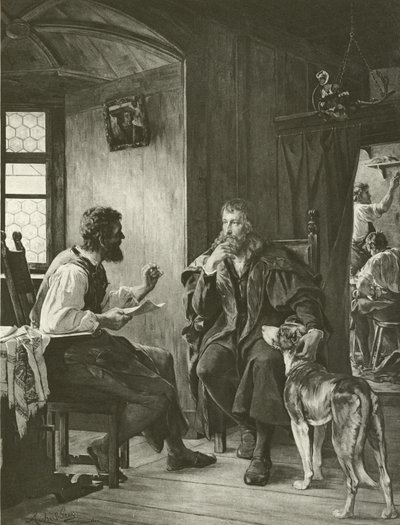 Albert Durer meglátogatja Hans Sachsot (metszet) alkotó: English School