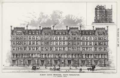 Albert Gotha Mansions, South Kensington (Gravur) von English School