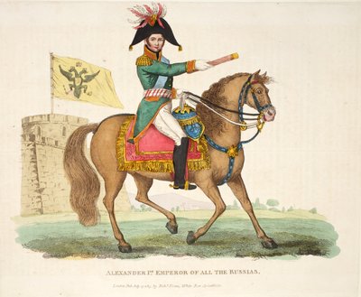 I. Sándor, az összes oroszok császára, kocsma. Richard Evans, vésette Romney, illusztráció a Waterloo-i csata történetéről, William Mudford, 1816 alkotó: English School