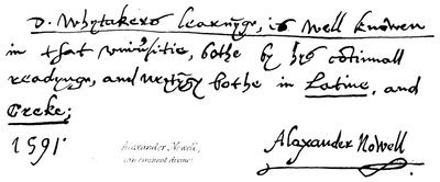 Alexander Nowell, (kimagasló isteni) alkotó: English School