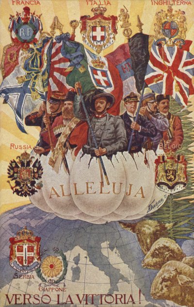 Alliierte Soldaten hissen Flaggen von English School