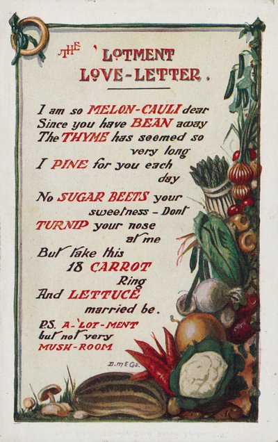 Szerelmes levél a kertészetről (színes litográfia) alkotó: English School
