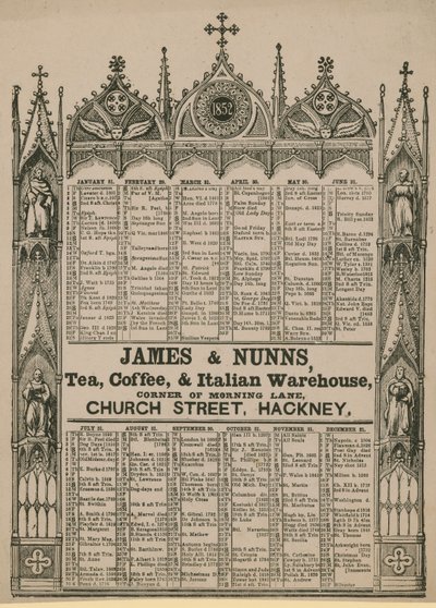James & Nunns által kiadott almanack alkotó: English School