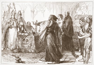 John of Gaunt és a londoni püspök veszekedése, illusztráció: James Aitken Wylie (1808-1890) A protestantizmus története című könyvéből, pub. 1878 alkotó: English School