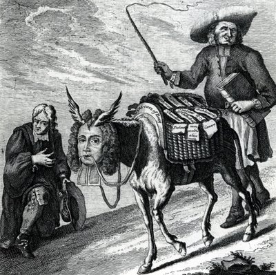 Egyházi preferenciákkal megrakott szamár, 1737 alkotó: English School