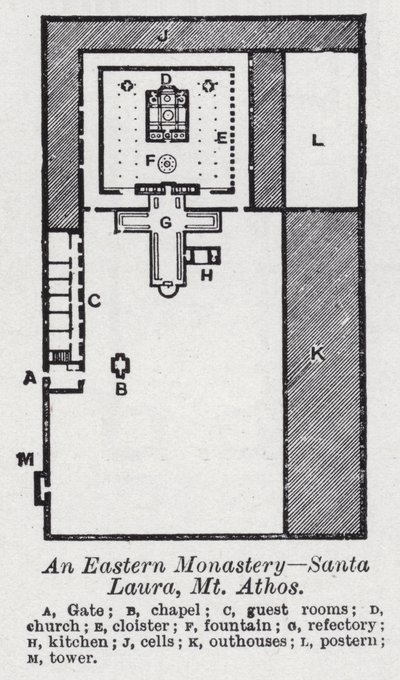 Egy keleti kolostor, Santa Laura, Mt Athos (litho) alkotó: English School