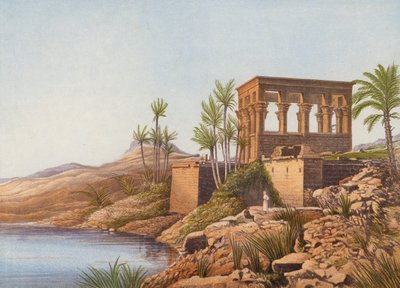 Egyiptomi templom a Nílus partján, Philae (színes litográfia) alkotó: English School