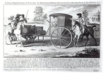 Pontos ábrázolása Maclaine, az országúti embernek, aki kirabolja Lord Eglingtont a Hounslow Heath-en 1750. június 26-án alkotó: English School