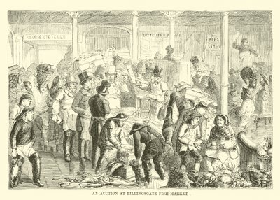 Aukció a Billingsgate halpiacon alkotó: English School
