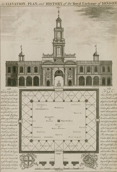 A londoni Royal Exchange domborzata, terve és története alkotó: English School