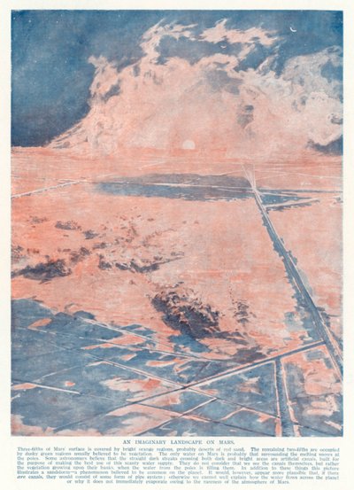 Képzeletbeli táj a Marson (színes litográfia) alkotó: English School