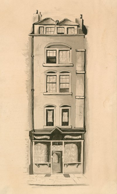 Eredeti akvarell rajz a 18 Strandről, Westminster, London, Charles Matthews humorista születési helye (wc papíron) alkotó: English School