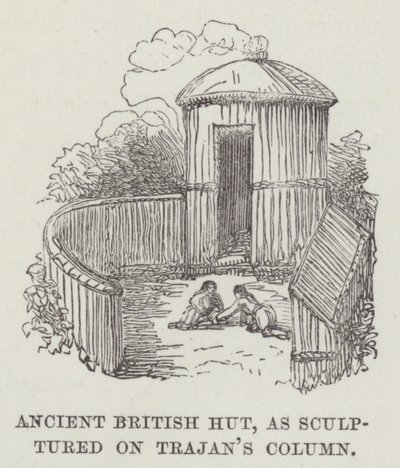 Ősi brit kunyhó, Traianus oszlopán (metszet) alkotó: English School
