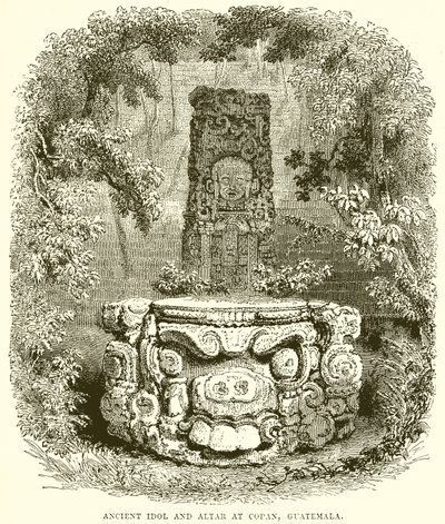 Ősi bálvány és oltár Copanban, Guatemalában alkotó: English School