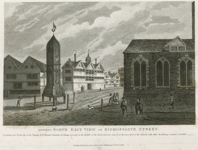 Ősi északkeleti kilátás a Bishopsgate utcára alkotó: English School