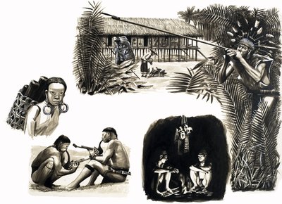 A világ ókori népei: Borneói fúvósvadászok alkotó: English School