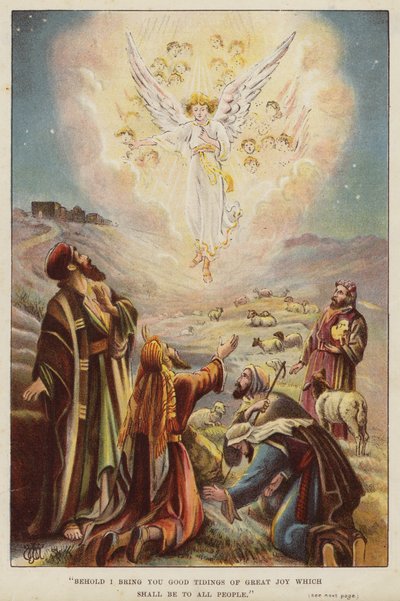 Az angyal Jézus Krisztus születéséről mesél a pásztoroknak (chromolitho) alkotó: English School
