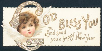 Engelhaftes Kind, Neujahrskarte von English School