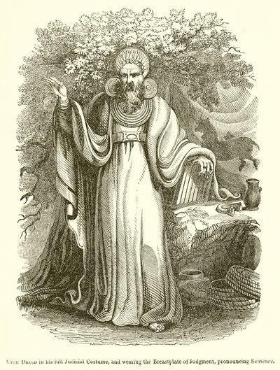 Arch Druid teljes bírói jelmezében, az Ítélet mellvértjét viselve, és kimondja az ítéletet alkotó: English School