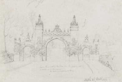 A cambridgeshire-i Wothorp-ban épült ív Viktória királynő és Albert herceg üdvözlésére a Burghley-ház felé vezető úton alkotó: English School