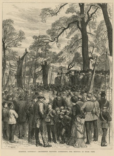 Manning érsek beszédet mond a Hyde Parkban tartott találkozón alkotó: English School