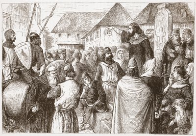 Bresciai Arnold Prédikáció, illusztráció: James Aitken Wylie (1808-1890) A protestantizmus története című könyvéből, pub. 1878 alkotó: English School