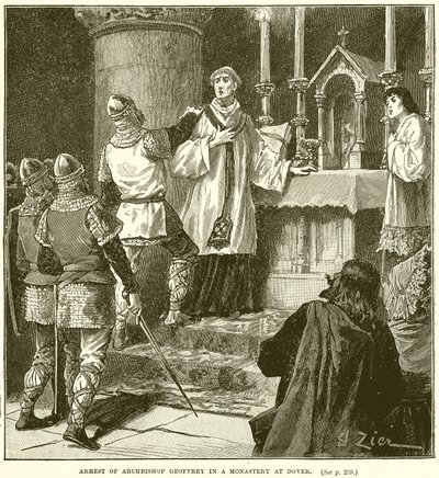 Verhaftung von Erzbischof Geoffrey in einem Kloster in Dover von English School