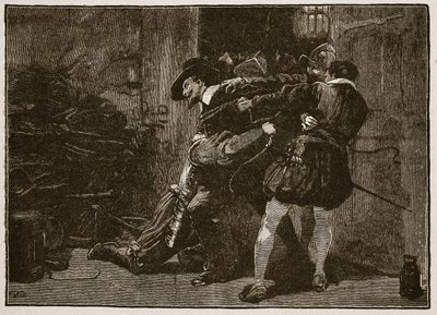 Guy Fawkes letartóztatása, a Cassells Illustrated History of England illusztrációja (szépia fotó) alkotó: English School