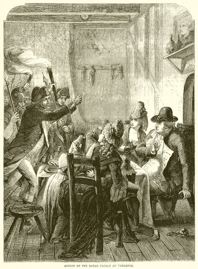 A királyi család letartóztatása Varennes-ben alkotó: English School