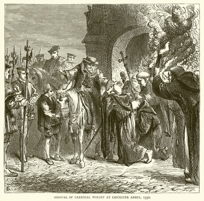 Wolsey bíboros érkezése a Leicesteri apátságba, 1530 alkotó: English School