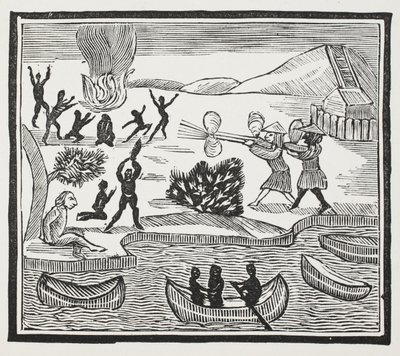 Vadak érkezése Christian Prisonerrel, illusztráció a Chap-books of the Eighteenth Century-ből, John Ashton, pub. 1882 alkotó: English School