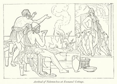 Telemachus érkezése Eumaeus kunyhójába (litho) alkotó: English School