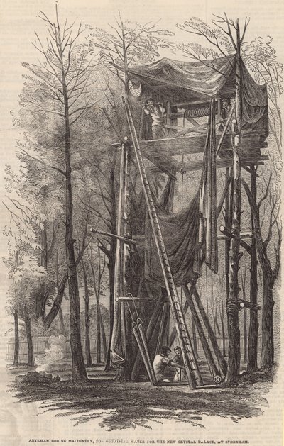 Artesian Boring Machinery víz beszerzéséhez az új Crystal Palace számára alkotó: English School