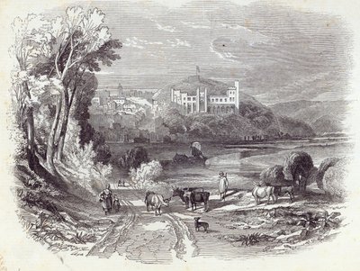Arundel kastély és város, a „The Illustrated London News”-ból, 1845. szeptember 20. (metszet) alkotó: English School