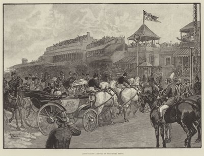 Ascot Races, a királyi parti érkezése (metszet) alkotó: English School