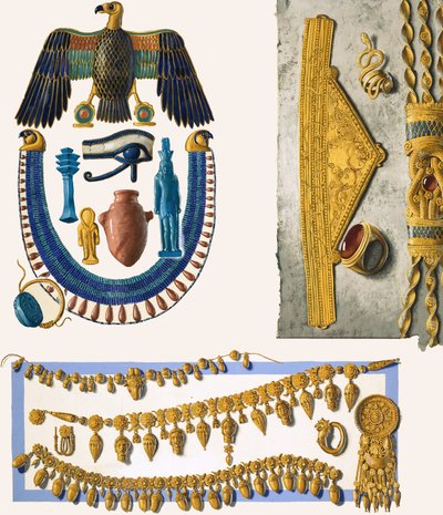 Válogatott azonosítatlan egyiptomi ékszerek alkotó: English School