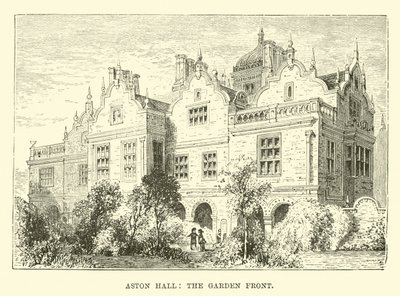 Aston Hall, a kert előtt alkotó: English School