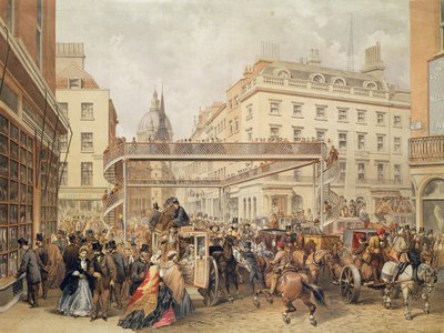 A londoni Ludgate Hill alján, kocsma. és a Kell Brothers nyomta, 1860 körül alkotó: English School