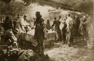 Munkahely a pince segélypontjában egy verduni erőd alatt, 1914-1919 alkotó: English School
