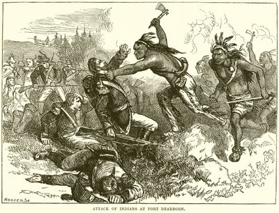 Indiánok támadása Fort Dearbornnál alkotó: English School